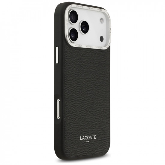 Lacoste Champs Elysees Silver Logo MagSafe Case for iPhone 17 Pro Max Black