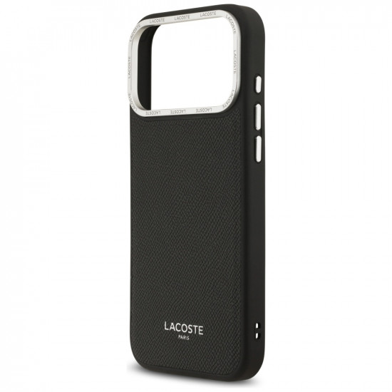 Lacoste Champs Elysees Silver Logo MagSafe Case for iPhone 17 Pro Max Black