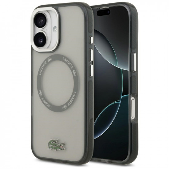 Lacoste Shockproof Transparent Frosted MagSafe Case for iPhone 17 Gray