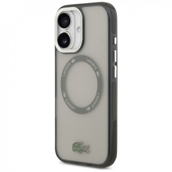 Lacoste Shockproof Transparent Frosted MagSafe Case for iPhone 17 Gray
