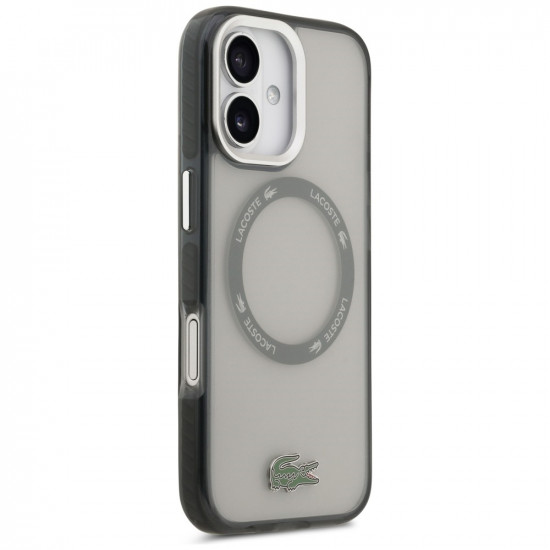 Lacoste Shockproof Transparent Frosted MagSafe Case for iPhone 17 Gray