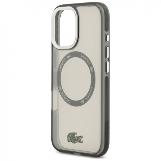 Lacoste Shockproof Transparent Frosted MagSafe Case for iPhone 17 Gray
