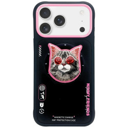Case Nimmy Glasses Cool Cat MagSafe for iPhone 17 Pro Max black and pink