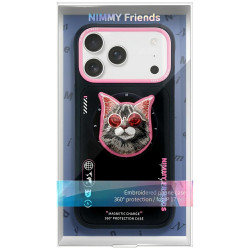 Case Nimmy Glasses Cool Cat MagSafe for iPhone 17 Pro Max black and pink