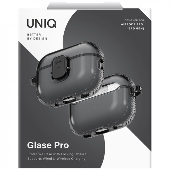 Case UNIQ Glase Pro for AirPods Pro 3 Lock Case smoke