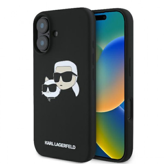 Karl Lagerfeld KLHMP16SSKCHPPLK iPhone 16 6.1" black hardcase Silicone Double Heads Print MagS