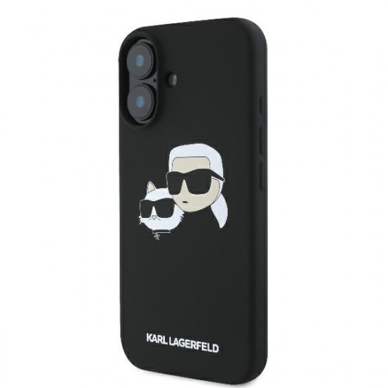 Karl Lagerfeld KLHMP16SSKCHPPLK iPhone 16 6.1" black hardcase Silicone Double Heads Print MagS