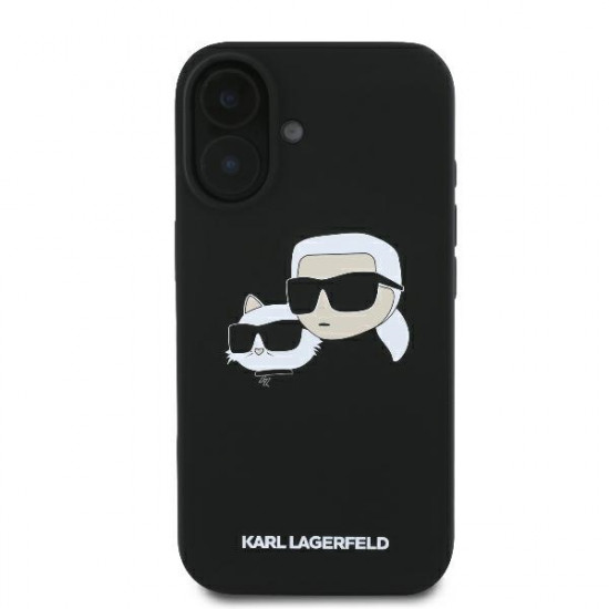 Karl Lagerfeld KLHMP16SSKCHPPLK iPhone 16 6.1" black hardcase Silicone Double Heads Print MagS