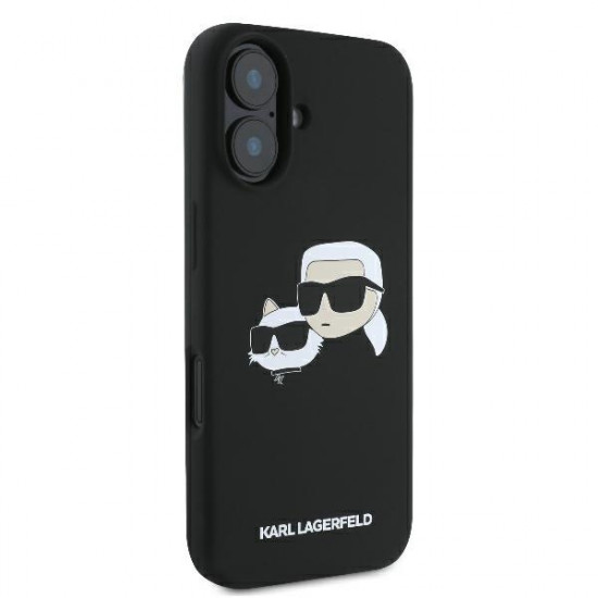 Karl Lagerfeld KLHMP16SSKCHPPLK iPhone 16 6.1" black hardcase Silicone Double Heads Print MagS