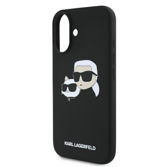 Karl Lagerfeld KLHMP16SSKCHPPLK iPhone 16 6.1" black hardcase Silicone Double Heads Print MagS