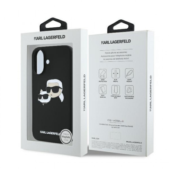 Karl Lagerfeld KLHMP16SSKCHPPLK iPhone 16 6.1" black hardcase Silicone Double Heads Print MagS