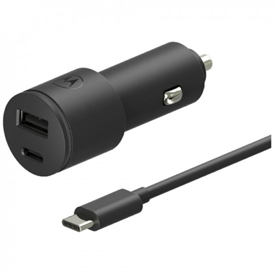 Car charger Motorola TurboPower 45W Dual USB-A/USB-C with cable USB-C 1m black