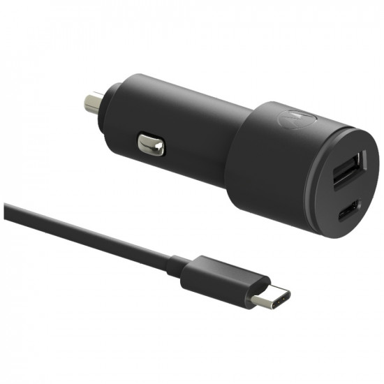 Car charger Motorola TurboPower 45W Dual USB-A/USB-C with cable USB-C 1m black