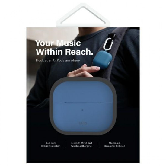 UNIQ case Nexo AirPods 4 + Ear Hooks Silicone pacific blue