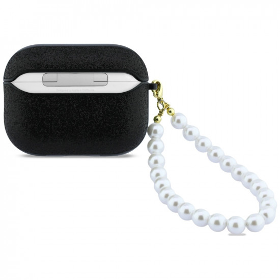 Case Guess Glitter Pearl Strap for AirPods Pro 3 black