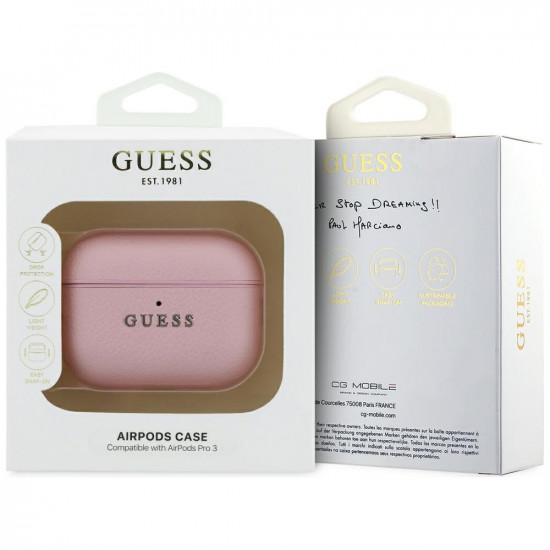 Case Guess Grained Classic Logo Hook for AirPods Pro 3 pink