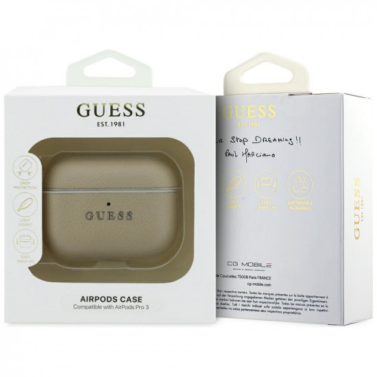 Case Guess Grained Classic Logo Hook for AirPods Pro 3 gold