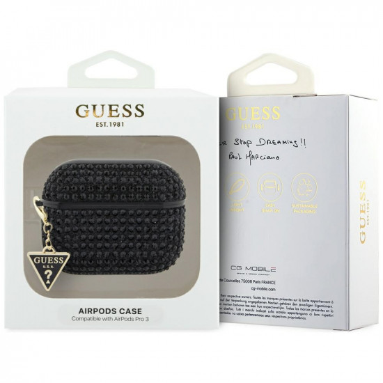 Case Guess Rhinestone Triangle Charm for AirPods Pro 3 black