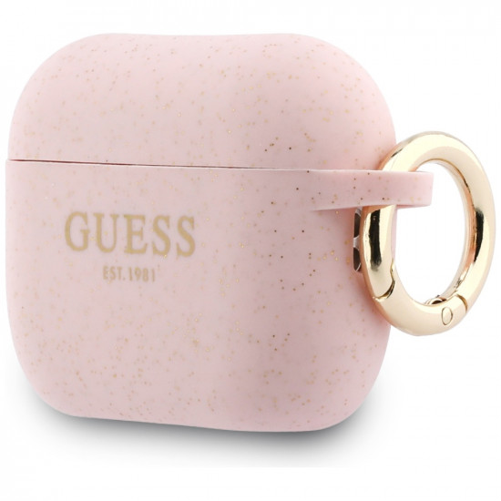 Case Guess Silicone Glitter Ring for AirPods Pro 3 pink