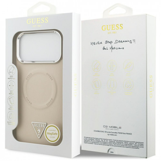 Guess Triangle Logo MagSafe Case for iPhone 17 Pro Beige