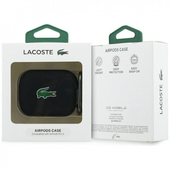 Case Lacoste Silicone Croc Logo AirPods Pro 3 black