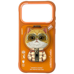 Case Nimmy Cool&amp;Cute 2.0 Cat for iPhone 17 Pro Max with magnetic pendant orange