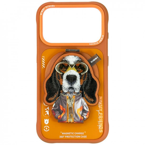 Case Nimmy Cool&amp;Cute 2.0 Dog for iPhone 17 Pro Max with magnetic pendant orange