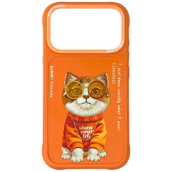 Case Nimmy Glasses Cool Cat for iPhone 17 Pro Max orange