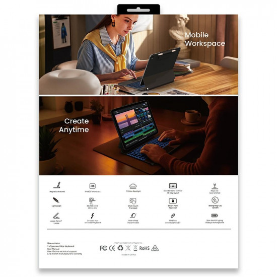 Case Typecase Edge with keyboard for iPad Air 13" 2024/2025 black