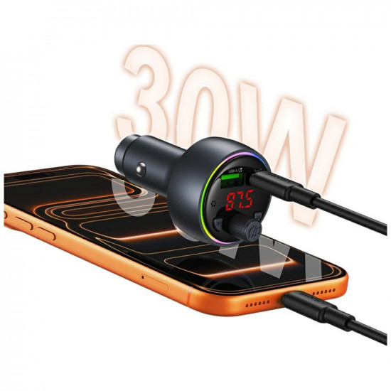 Car charger USAMS CC328 30W 1xUSB-A 1xUSB-C Bluetooth FM tarnish