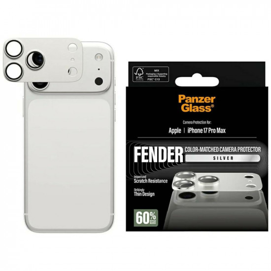 Tempered glass for lens PanzerGlass Fender Camera Protector for iPhone 17 Pro Max silver