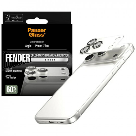 Tempered glass for lens PanzerGlass Fender Camera Protector for iPhone 17 Pro silver