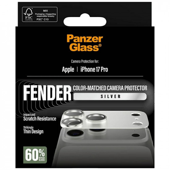Tempered glass for lens PanzerGlass Fender Camera Protector for iPhone 17 Pro silver
