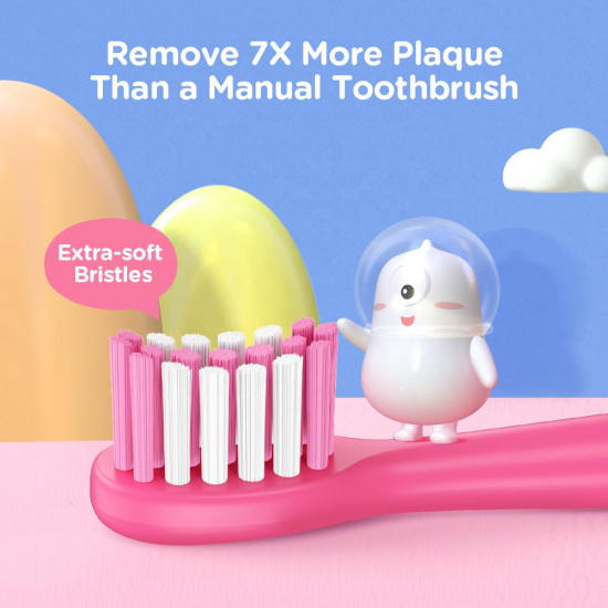Bitvae Electric Toothbrush (BVK7S) Sonic, for Kids, 3 Smart Modes, with App, 3 Tips Set, Pressure Sensor, IPX7 Pink