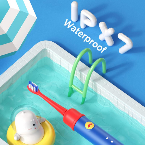 Bitvae Electric Toothbrush (BVK7S) Sonic, for Kids, 3 Modes, with App, Tips set, Pressure Sensor, IPX7 Blue / Red