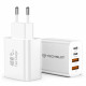 Techsuit Premium Wall Charger PowerXQuad (CH4) 2x PD20W Type C, 2x USB 3.1A, Super Fast Charge Travel Adapter 40W White