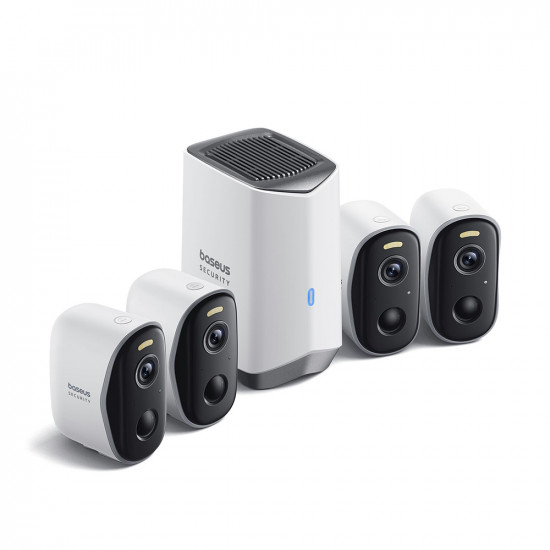 Baseus Outdoor Camera Security N1 (S0TW022131) 2K, 16GB, 4 Camera Kit, Two way Talk, Night Vision, IP67, 7.800mAh White