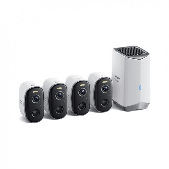 Baseus Outdoor Camera Security N1 (S0TW022131) 2K, 16GB, 4 Camera Kit, Two way Talk, Night Vision, IP67, 7.800mAh White