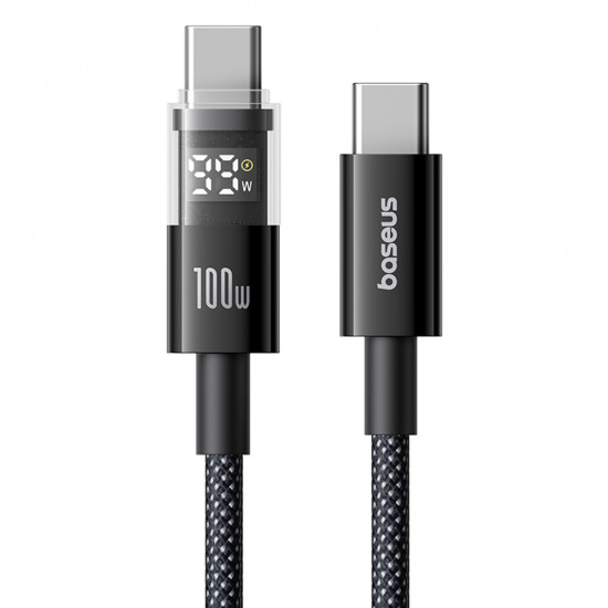 Baseus Data Cable Display 2 (P10382702121 01) Fast Charging, Type C to Type C, Digital Display, 100W, 2m Cosmic Black