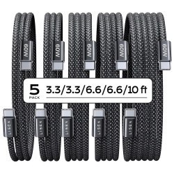 Lisen (5 pack) Data Cable (YL0123070010) Type C, 60W, 480Mbps, Fast Charging, Braided, 1m/1m/2m/2m/3m Black