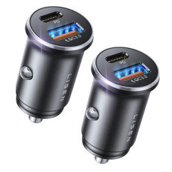 Lisen Car Charger (YL0223080037) (2 pack) USB, Type C, PD36W, Q3.0, 12V/24V Black