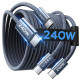 Lisen Data Cable (YL0123070023) (2 pack) Type C to Type C, 240W, Nylon Braided, 2m Navy Blue