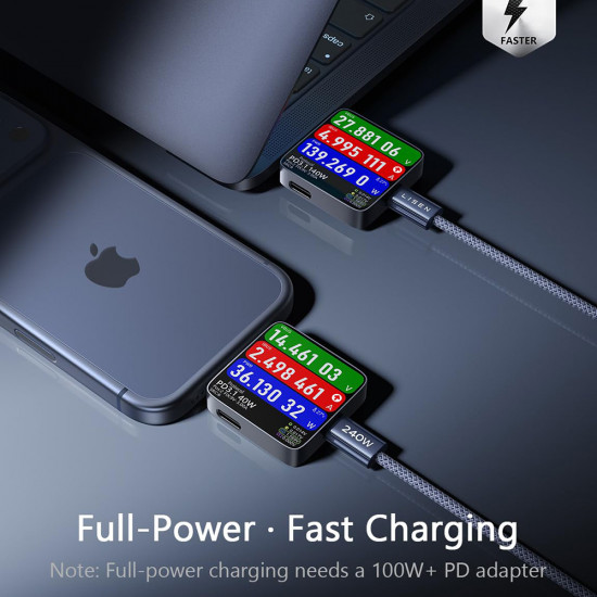 Lisen Data Cable (YL0123070023) (2 pack) Type C to Type C, 240W, Nylon Braided, 2m Navy Blue