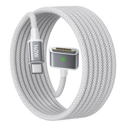 Lisen Data Cable (YL0123070001) Type C to MagSafe 3, for MacBook, 140W, Super Fast Charging, Braided, 2m Silver