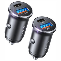 Lisen (2 pack) Car Charger (YL0223080038) Fast Charging, USB, Type C, Cigarette Lighter Adapter, PD36W, QC18W Black