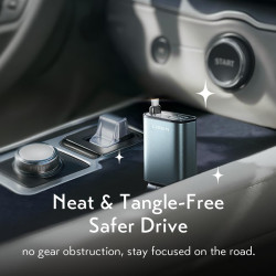 Lisen Car Charger (YL0325010016) 3in1, with Type C Retractable Cable, 57W, Aluminum Alloy, 12V/24V Black