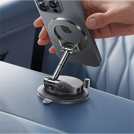Lisen Car Holder (A608) Magnetic Grip, for Dashboard, Foldable, 360° Adjustable, Suction Cup, Secure Fit Black Lisen Car Holder (A608) Magnetic Grip, for Dashboard, Foldable, 360° Adjustable, Suction Cup, Secure Fit Black