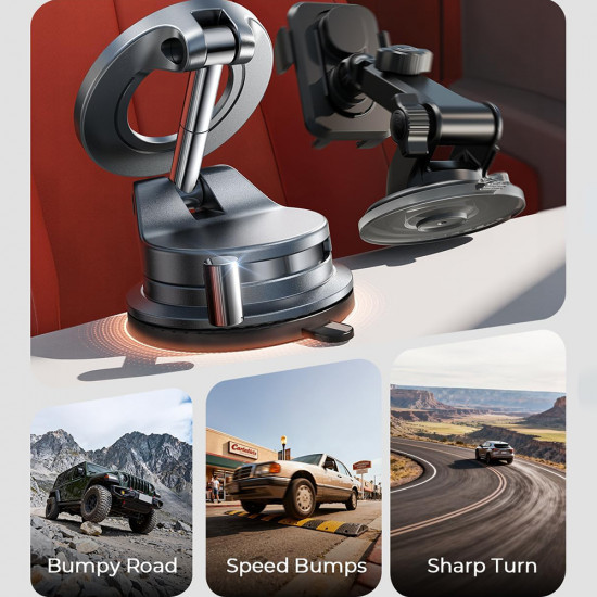 Lisen Car Holder (A608) Magnetic Grip, for Dashboard, Foldable, 360° Adjustable, Suction Cup, Secure Fit Black Lisen Car Holder (A608) Magnetic Grip, for Dashboard, Foldable, 360° Adjustable, Suction Cup, Secure Fit Black