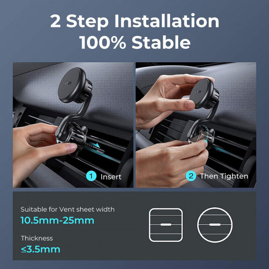 Lisen Car Holder (YL0222060002) MagSafe, for Air Vent, Universal, Multi Angle Adjustment, Secure Fit, N52 Magnets Black Lisen Car Holder (YL0222060002) MagSafe, for Air Vent, Universal, Multi Angle Adjustment, Secure Fit, N52 Magnets Black