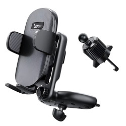 Lisen Car Holder (YL0222040016) for Air Vent, CD Slot, 2in1, Universal, Multi Angle Adjustment, Secure Fit Black
